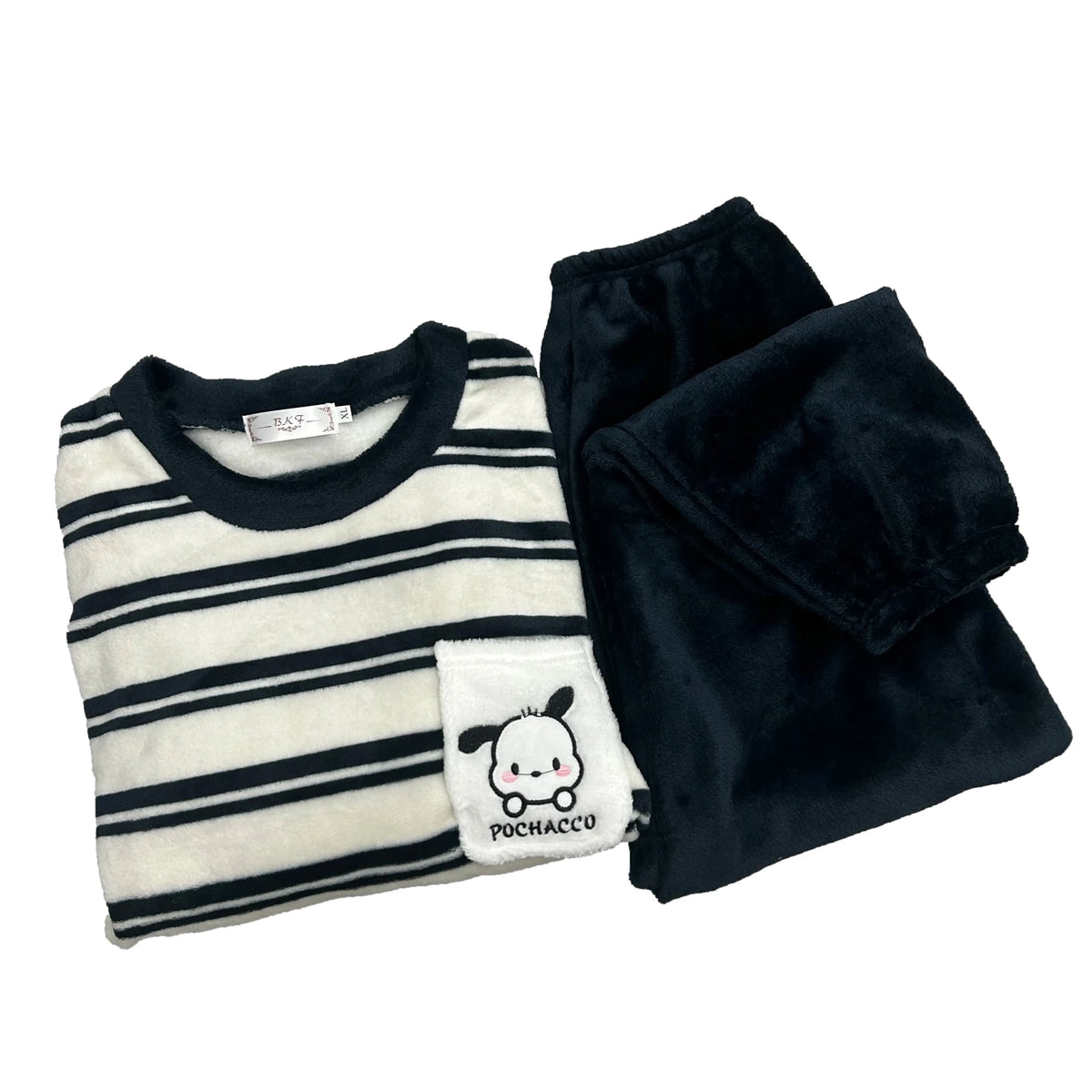 SaneShoppe - Men's Thermal Pajama Sets Winter Cartoon Dog Embroidery Striped Home Wear Fleece Thick Sleepwear Cozy Warm Lounge Pajama Set Men