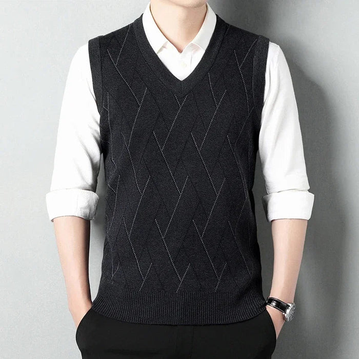 SaneShoppe - Men's Thickened Casual Sweater Tank Top Autumn and Winter Warm Men's V - neck Tank Top