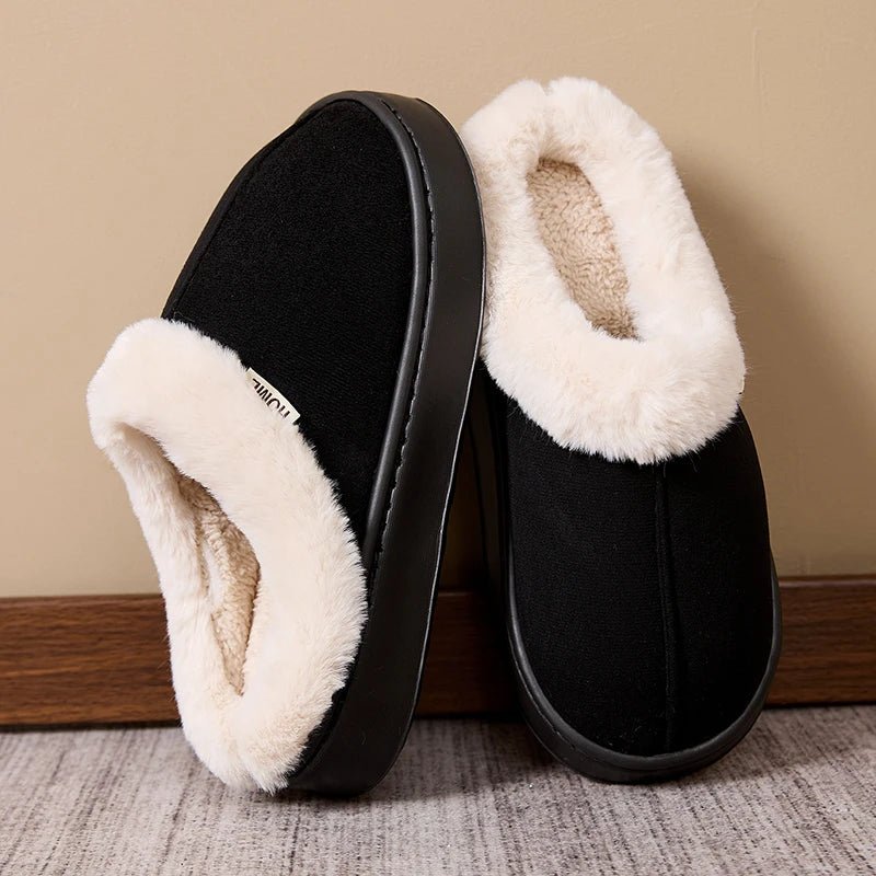SaneShoppe - Men's thickened plush slippers indoor and outdoor non - slip soft bottom slippers comfortable warm winter models suede slippers