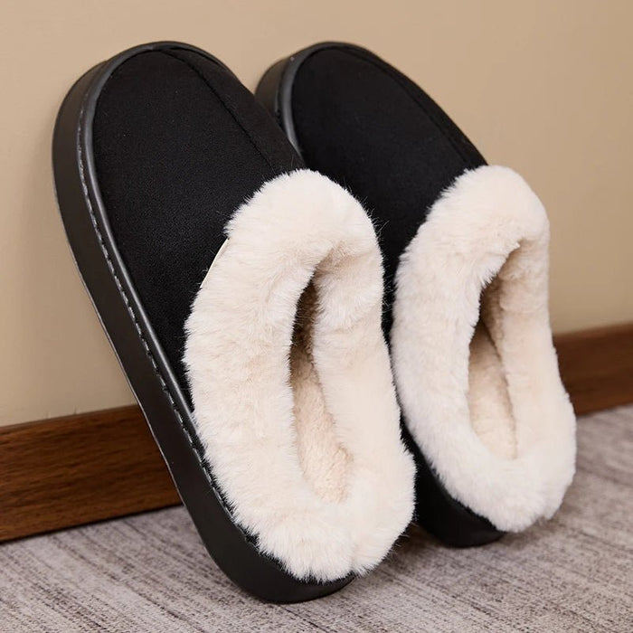 SaneShoppe - Men's thickened plush slippers indoor and outdoor non - slip soft bottom slippers comfortable warm winter models suede slippers