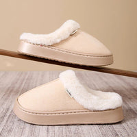 SaneShoppe - Men's thickened plush slippers indoor and outdoor non - slip soft bottom slippers comfortable warm winter models suede slippers
