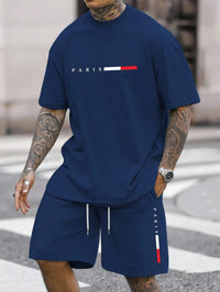 SaneShoppe - Men's Tracksuit 2 Piece O - neck Short Sleeve Shirt Shorts Set Men's Running Suit Plus Size T shirts Man Clothing Summer T-shirt