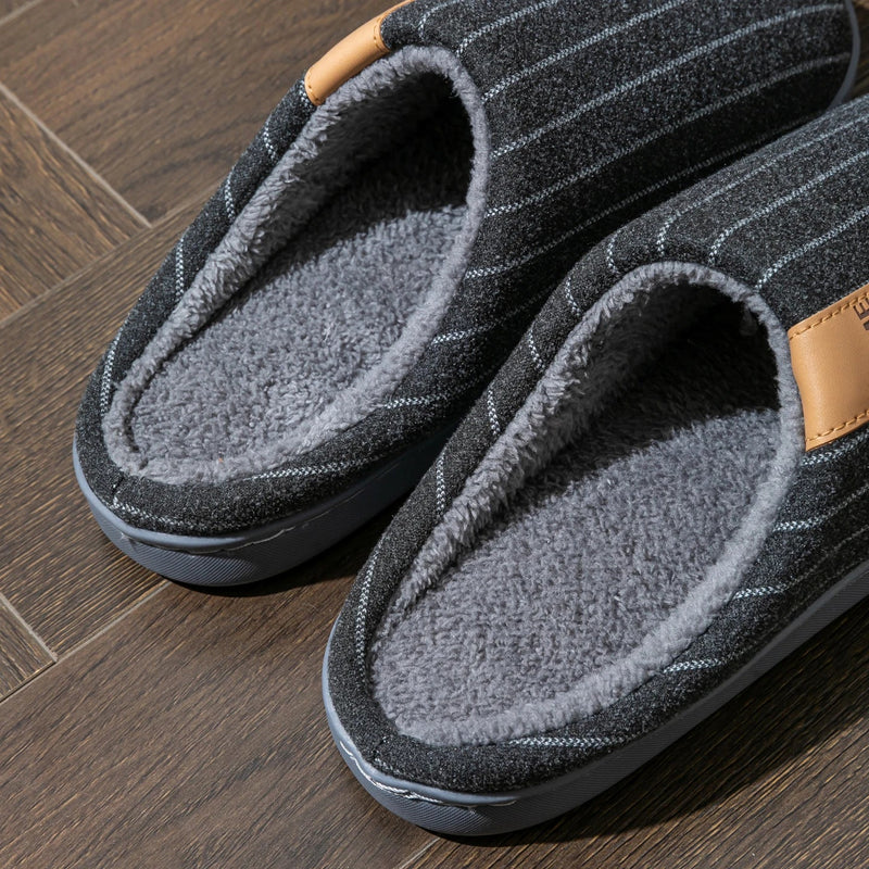 SaneShoppe - Men's Warm Slippers for Indoors, Non - Slip Fall and Winter Household Shoes with Soft Plush Lining, Flats Cozy Home Slide Comfort