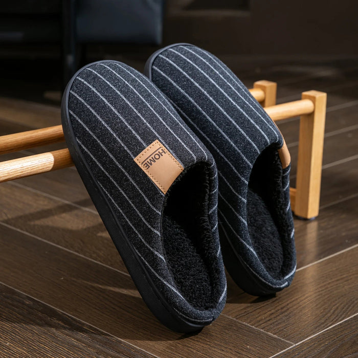 SaneShoppe - Men's Warm Slippers for Indoors, Non - Slip Fall and Winter Household Shoes with Soft Plush Lining, Flats Cozy Home Slide Comfort