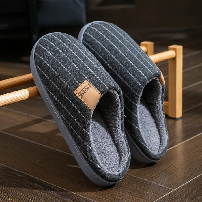 SaneShoppe - Men's Warm Slippers for Indoors, Non - Slip Fall and Winter Household Shoes with Soft Plush Lining, Flats Cozy Home Slide Comfort