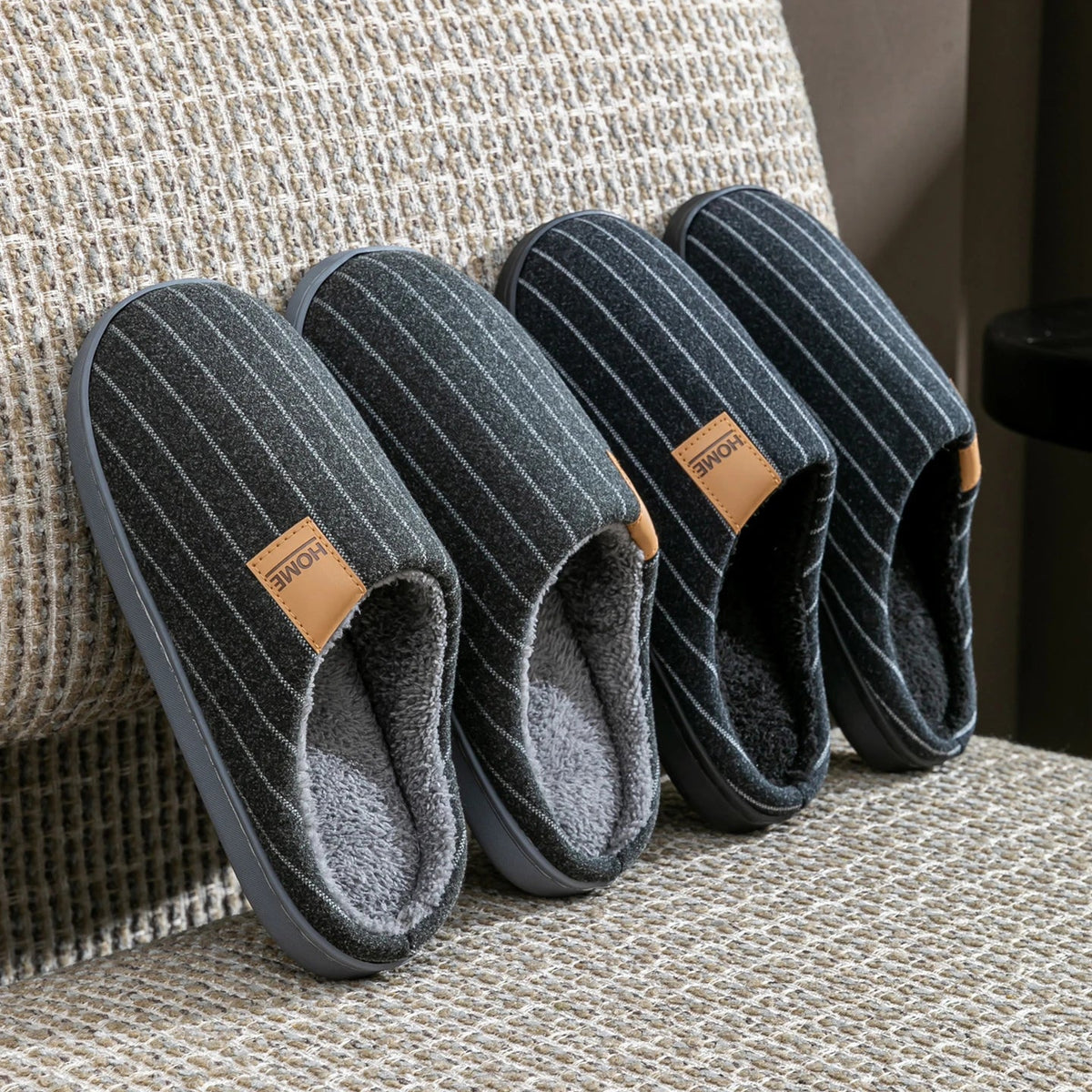 SaneShoppe - Men's Warm Slippers for Indoors, Non - Slip Fall and Winter Household Shoes with Soft Plush Lining, Flats Cozy Home Slide Comfort