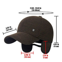 SaneShoppe - Mens Winter Baseball Cap with Ear Flaps, Baseball Winter Hats with Ear Flaps for Men Outdoor Walk Running Adjustable Size