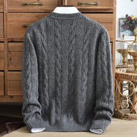 SaneShoppe - Men's Winter Thick Warm Cashmere Sweater round Neck Overhead Twist Knitted Color Dot Casual Fashion Young High - end New Model