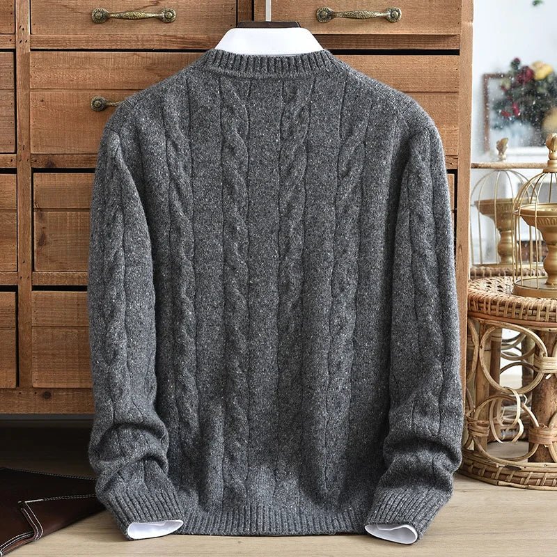 SaneShoppe - Men's Winter Thick Warm Cashmere Sweater round Neck Overhead Twist Knitted Color Dot Casual Fashion Young High - end New Model