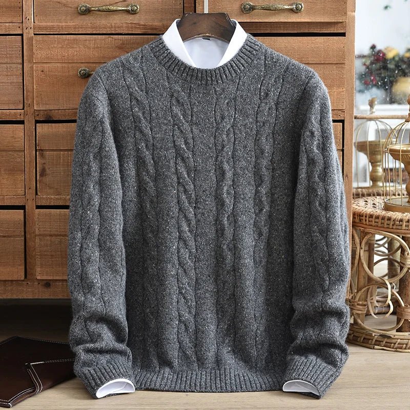 SaneShoppe - Men's Winter Thick Warm Cashmere Sweater round Neck Overhead Twist Knitted Color Dot Casual Fashion Young High - end New Model