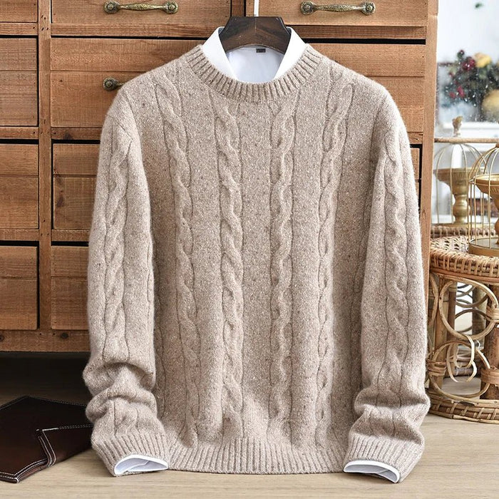 SaneShoppe - Men's Winter Thick Warm Cashmere Sweater round Neck Overhead Twist Knitted Color Dot Casual Fashion Young High - end New Model