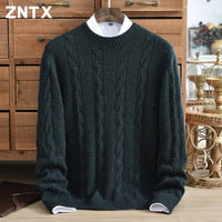 SaneShoppe - Men's Winter Thick Warm Cashmere Sweater round Neck Overhead Twist Knitted Color Dot Casual Fashion Young High - end New Model