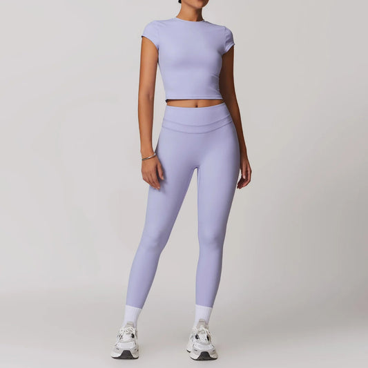 SaneShoppe-Mikeyoga 2PCS Yoga Set Women's Sportswear Workout Clothes Leggings Crop Top