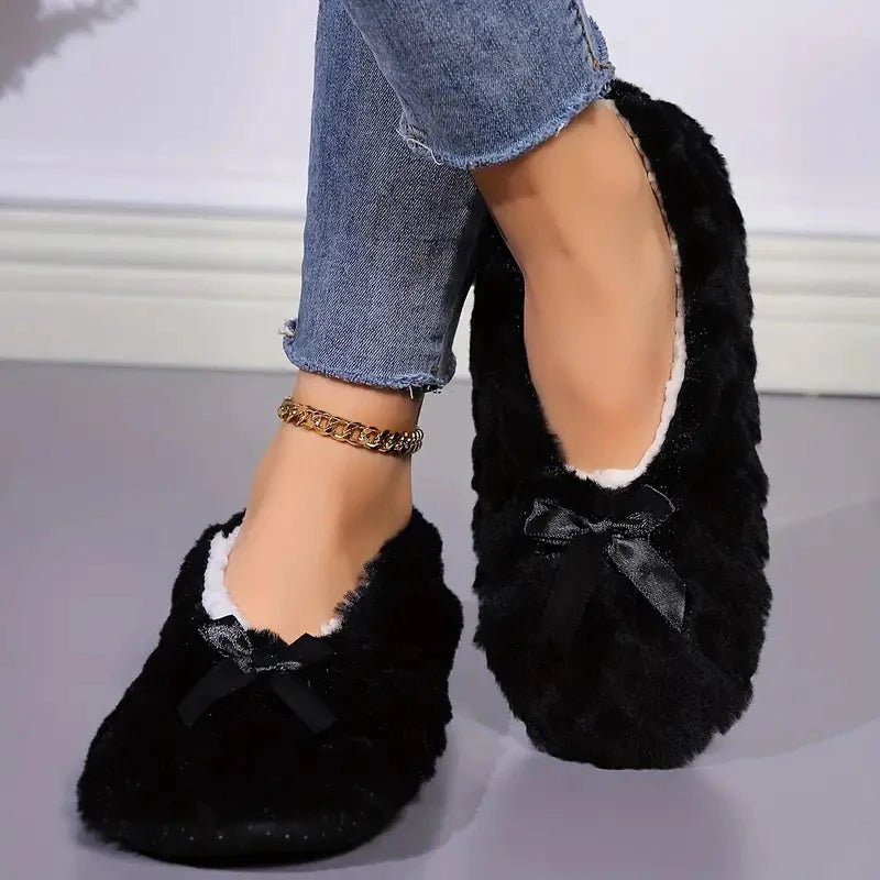 SaneShoppe - Mntrerm New Cute 2023 Indoor Home Slippers Warm Soft Plush Slippers Non - slip Indoor Fur Slippers Solid Color Cute Women Shoes