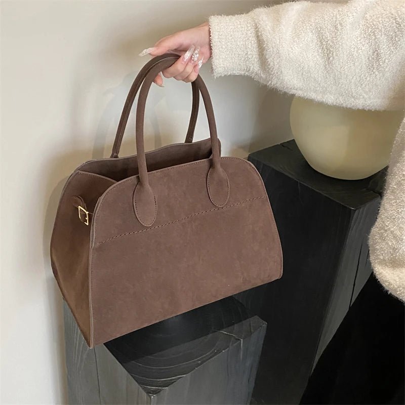 SaneShoppe - MOODS Branded Red Color Large Size Women Handbags Retro Pure Color Suede Shoulder Shopper Tote Bag 2024 Luxury Designer Handbags