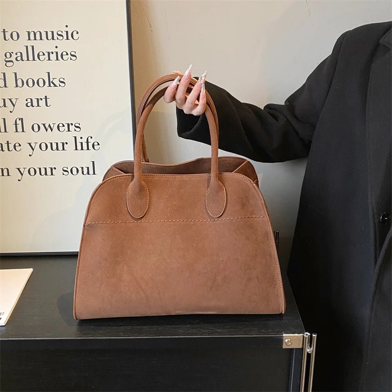 SaneShoppe - MOODS Branded Red Color Large Size Women Handbags Retro Pure Color Suede Shoulder Shopper Tote Bag 2024 Luxury Designer Handbags