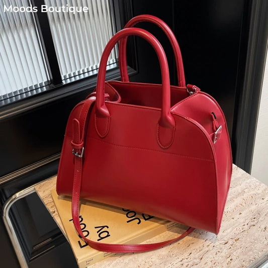 SaneShoppe - MOODS Branded Red Color Large Size Women Handbags Retro Pure Color Suede Shoulder Shopper Tote Bag 2024 Luxury Designer Handbags