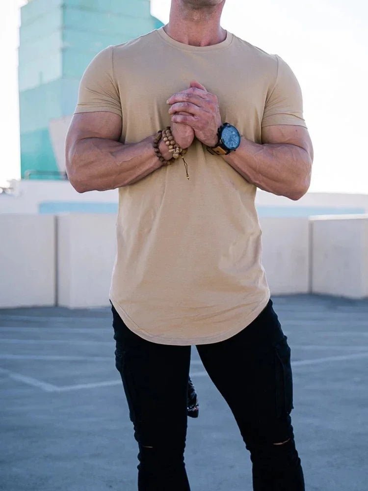 SaneShoppe - Muscle Fitness T-shirt Summer Men's Athleisure Workout short sleeve T-shirt High Quality cotton Men T-shirt Gym Sport Shirt Tops