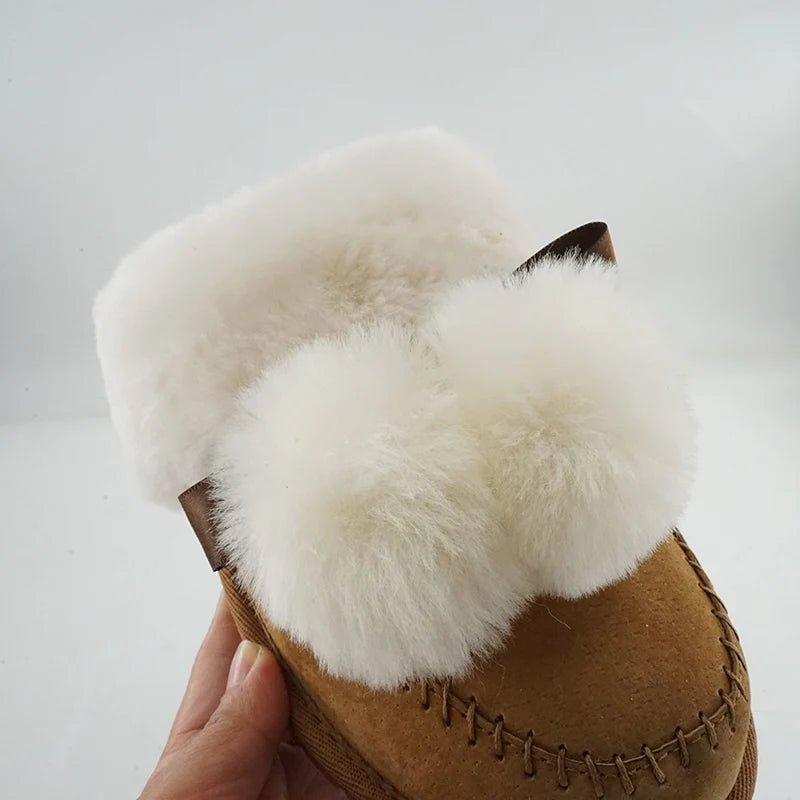 SaneShoppe - Natural Sheepskin Fur Slippers Fashion Female Winter Slippers Women Warm Indoor Slippers Soft Wool Lady Home Slippers