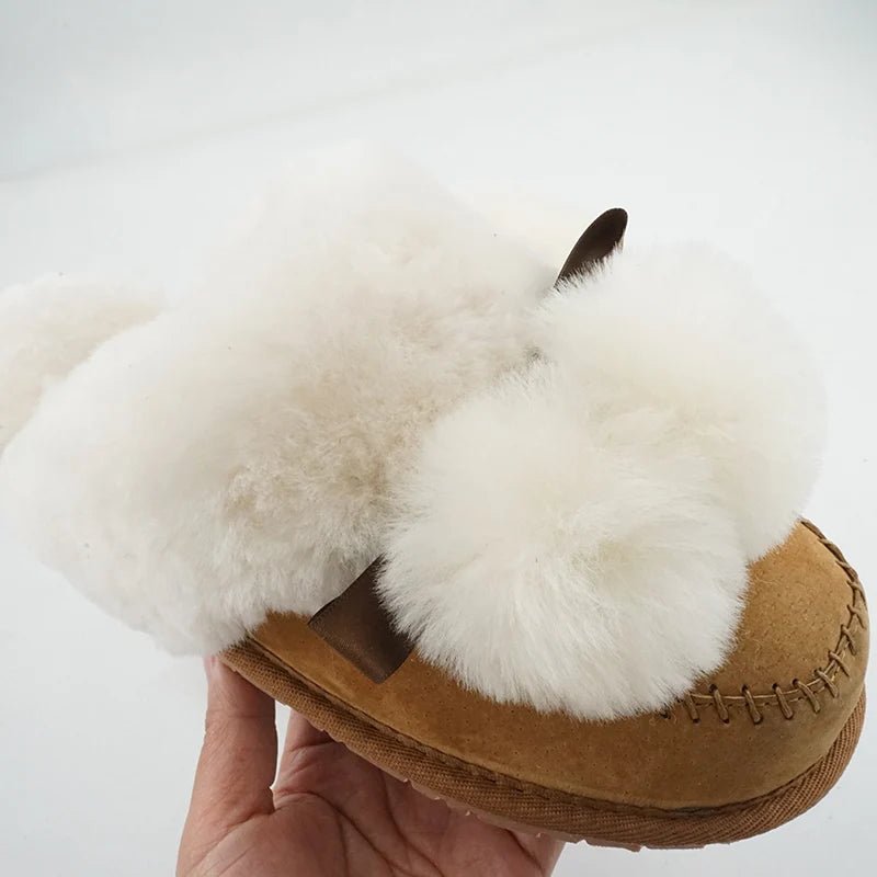 SaneShoppe - Natural Sheepskin Fur Slippers Fashion Female Winter Slippers Women Warm Indoor Slippers Soft Wool Lady Home Slippers