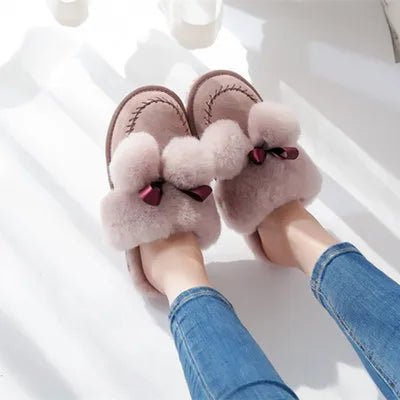 SaneShoppe - Natural Sheepskin Fur Slippers Fashion Female Winter Slippers Women Warm Indoor Slippers Soft Wool Lady Home Slippers