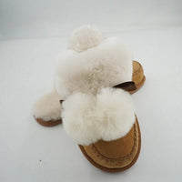 SaneShoppe - Natural Sheepskin Fur Slippers Fashion Female Winter Slippers Women Warm Indoor Slippers Soft Wool Lady Home Slippers