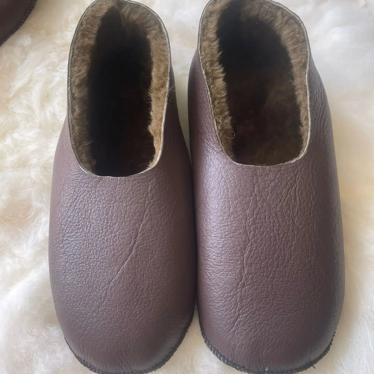 SaneShoppe-Sheepskin Indoor Slippers, Real Leather Barefoot Shoes for Men and Women