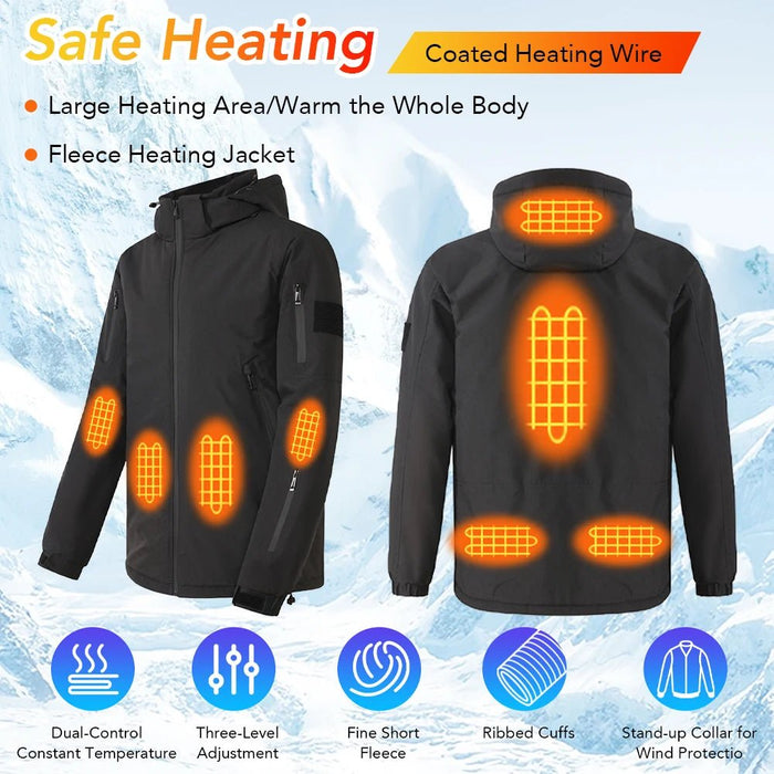 SaneShoppe - New Intelligent Heating Jacket Men 8 Area USB Electric Heated Hooded Coat Washable Windproof Warm Outdoor Jacket USB Charging