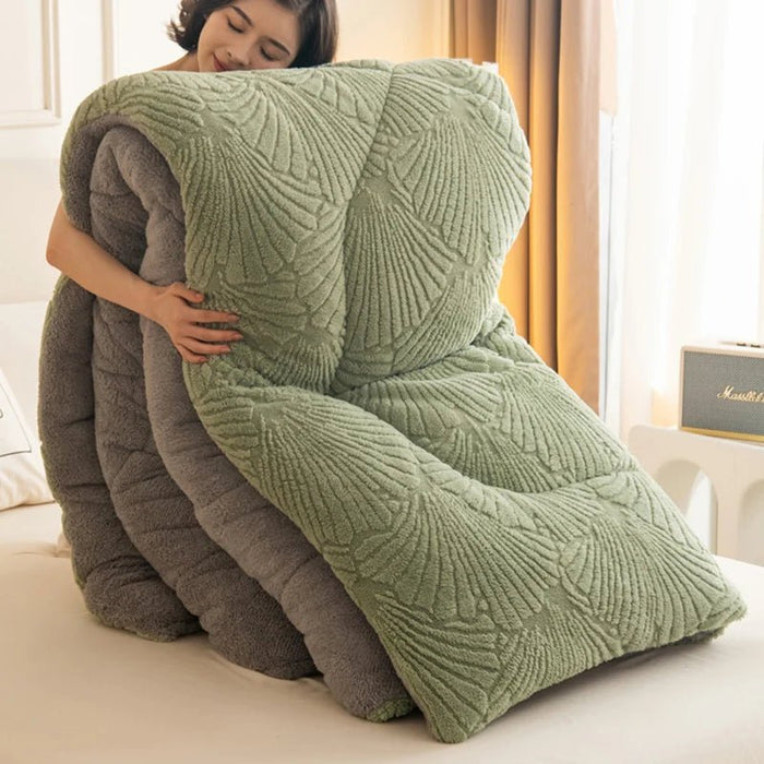 SaneShoppe - New Jacquard Velvet Thick Winter Blanket for Bed Artificial Lambswool Weighted Blanket for Sleeping Single Double Warm Comforter