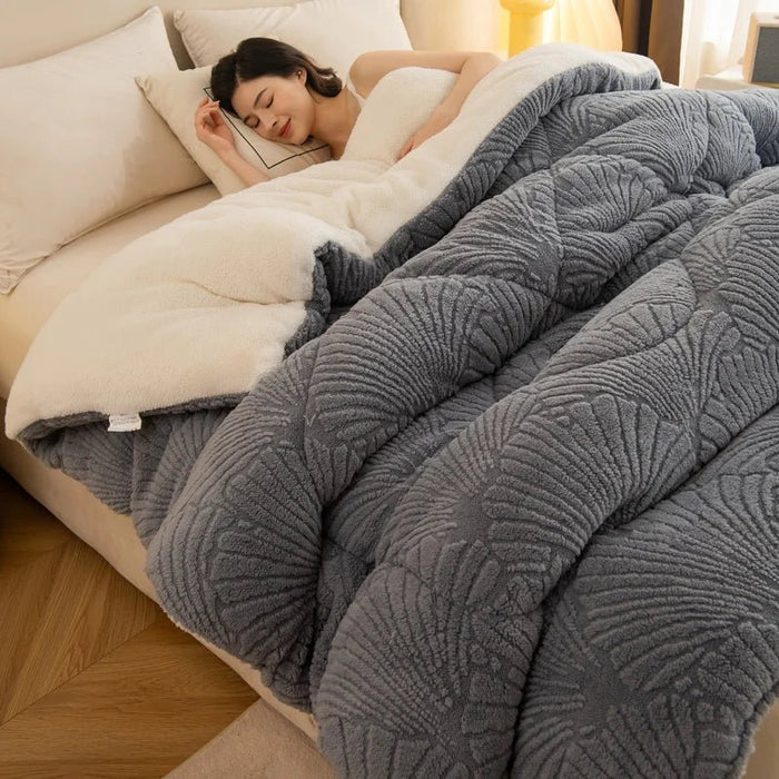 SaneShoppe - New Jacquard Velvet Thick Winter Blanket for Bed Artificial Lambswool Weighted Blanket for Sleeping Single Double Warm Comforter