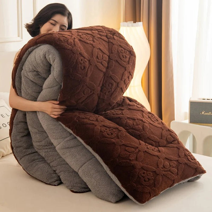 SaneShoppe - New Jacquard Velvet Thick Winter Blanket for Bed Artificial Lambswool Weighted Blanket for Sleeping Single Double Warm Comforter