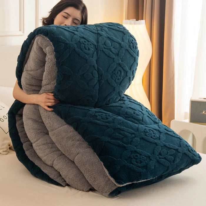 SaneShoppe - New Jacquard Velvet Thick Winter Blanket for Bed Artificial Lambswool Weighted Blanket for Sleeping Single Double Warm Comforter