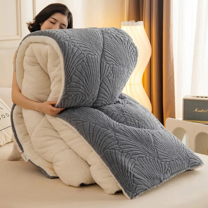 SaneShoppe - New Jacquard Velvet Thick Winter Blanket for Bed Artificial Lambswool Weighted Blanket for Sleeping Single Double Warm Comforter