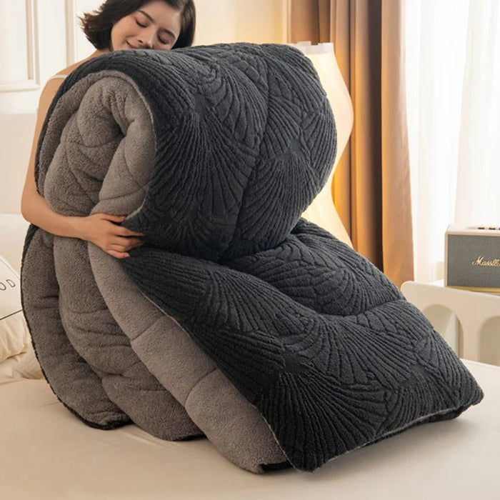 SaneShoppe - New Jacquard Velvet Thick Winter Blanket for Bed Artificial Lambswool Weighted Blanket for Sleeping Single Double Warm Comforter