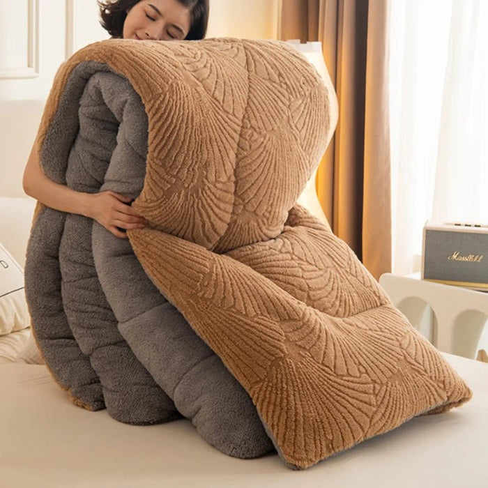 SaneShoppe - New Jacquard Velvet Thick Winter Blanket for Bed Artificial Lambswool Weighted Blanket for Sleeping Single Double Warm Comforter