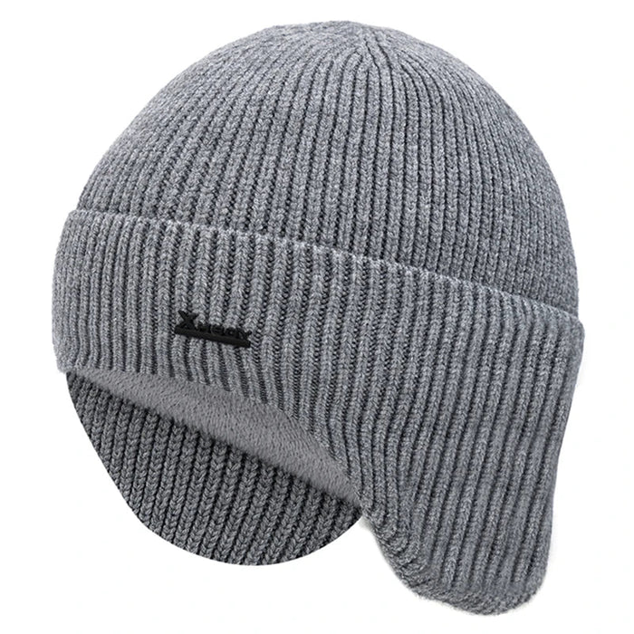 SaneShoppe - New Men Winter Hat Add Fleece Warm Earflap Cap Stylish Soft Beanie Hat For Male Outdoor Thicken Ski Sports Knitted Hat