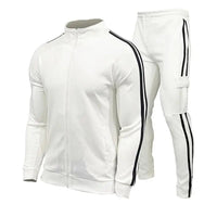 SaneShoppe - New men's cardigan stand up collar sports suit youth sportswear casual slim fit running sports two - piece set
