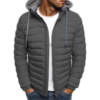 SaneShoppe - New men's detachable hat with padding, hooded cardigan with drawstring for winter warmth, jacket top