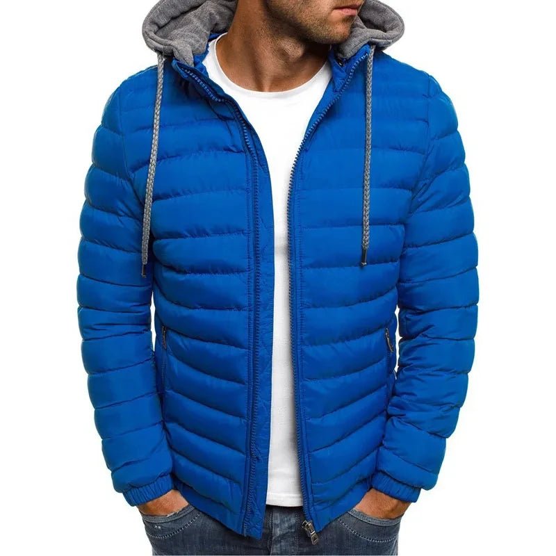 SaneShoppe - New men's detachable hat with padding, hooded cardigan with drawstring for winter warmth, jacket top