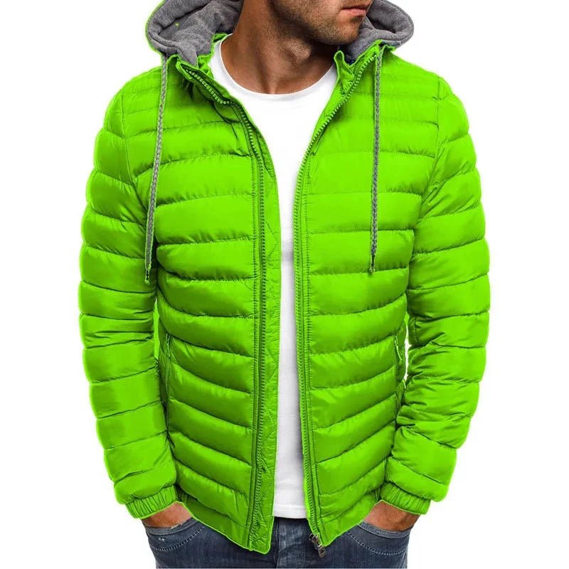 SaneShoppe - New men's detachable hat with padding, hooded cardigan with drawstring for winter warmth, jacket top