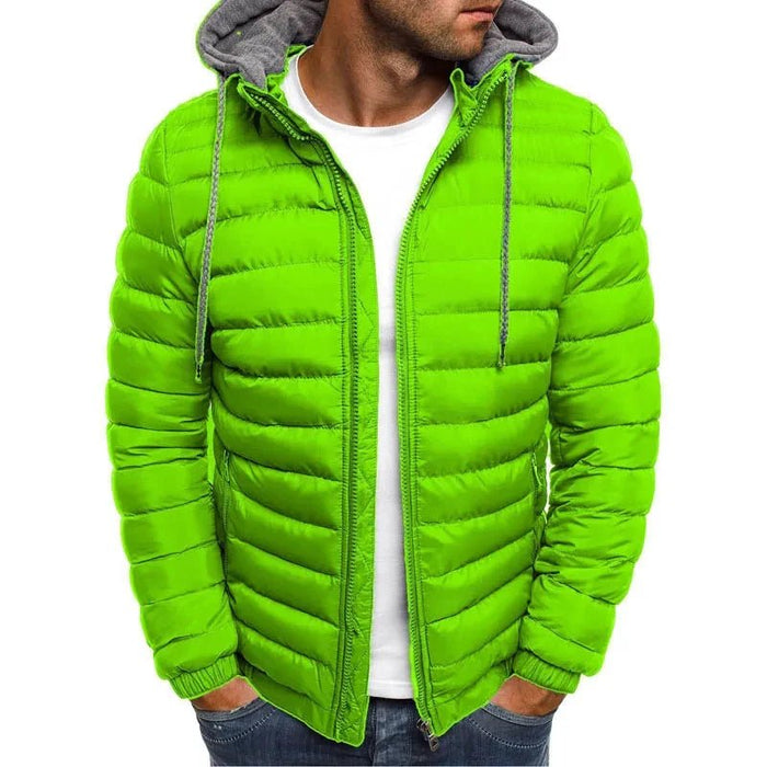 SaneShoppe - New men's detachable hat with padding, hooded cardigan with drawstring for winter warmth, jacket top