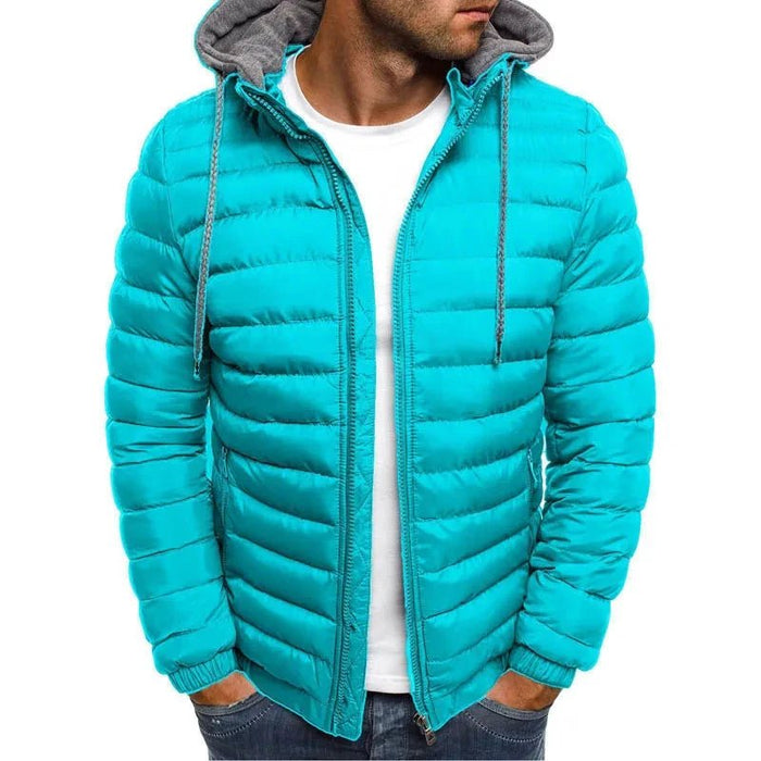 SaneShoppe - New men's detachable hat with padding, hooded cardigan with drawstring for winter warmth, jacket top