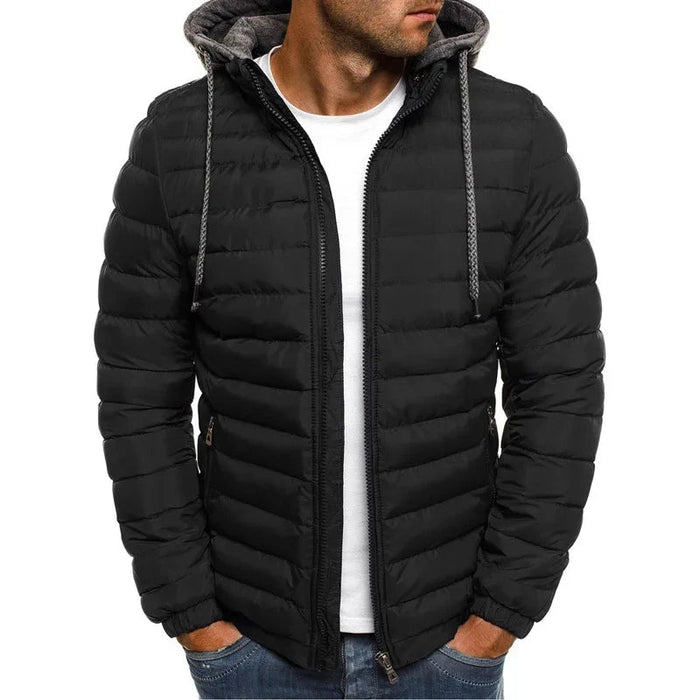 SaneShoppe - New men's detachable hat with padding, hooded cardigan with drawstring for winter warmth, jacket top