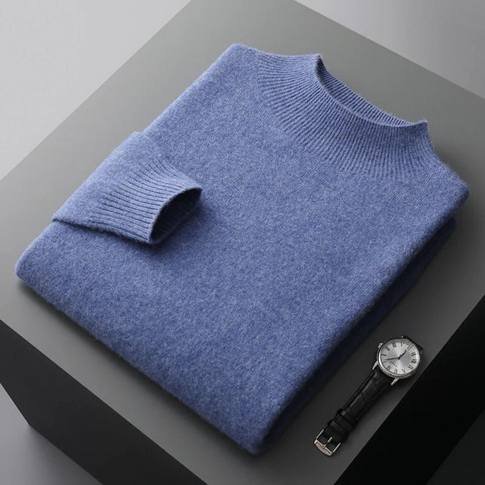 SaneShoppe - New Men's Fashion Casual Wool Sweater Warm Autumn And Winter Semi - High Neck Knitted Bottoming Shirt