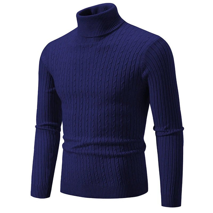 SaneShoppe - New Men's High Neck Sweater Solid Color Pullover Knitted Warm Casual Turtleneck Sweatwear Woolen Mens Winter Outdoor Tops