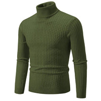 SaneShoppe - New Men's High Neck Sweater Solid Color Pullover Knitted Warm Casual Turtleneck Sweatwear Woolen Mens Winter Outdoor Tops