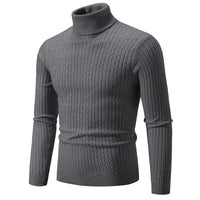 SaneShoppe - New Men's High Neck Sweater Solid Color Pullover Knitted Warm Casual Turtleneck Sweatwear Woolen Mens Winter Outdoor Tops