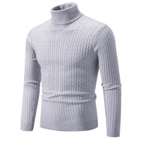 SaneShoppe - New Men's High Neck Sweater Solid Color Pullover Knitted Warm Casual Turtleneck Sweatwear Woolen Mens Winter Outdoor Tops