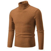 SaneShoppe - New Men's High Neck Sweater Solid Color Pullover Knitted Warm Casual Turtleneck Sweatwear Woolen Mens Winter Outdoor Tops