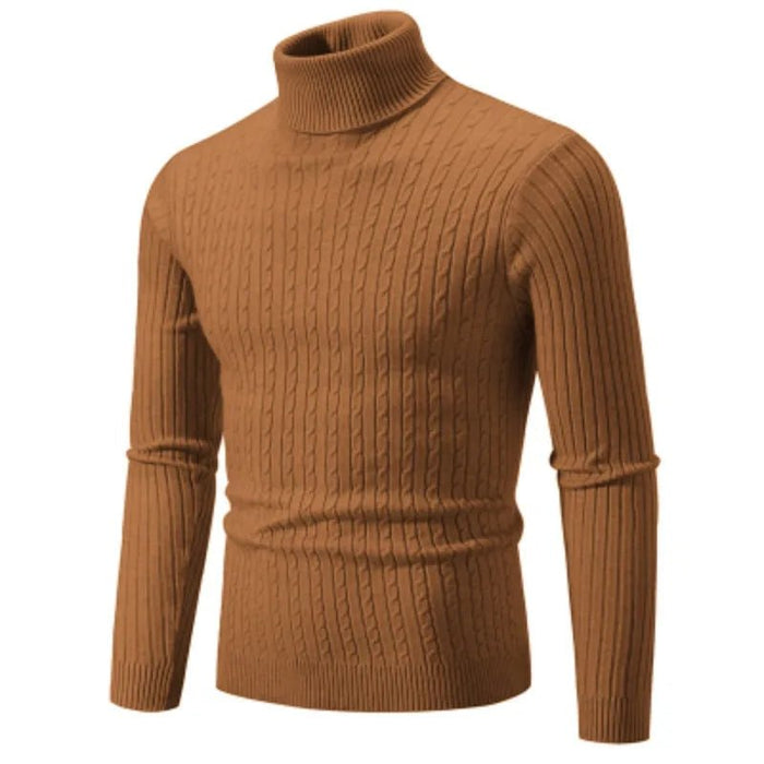 SaneShoppe - New Men's High Neck Sweater Solid Color Pullover Knitted Warm Casual Turtleneck Sweatwear Woolen Mens Winter Outdoor Tops